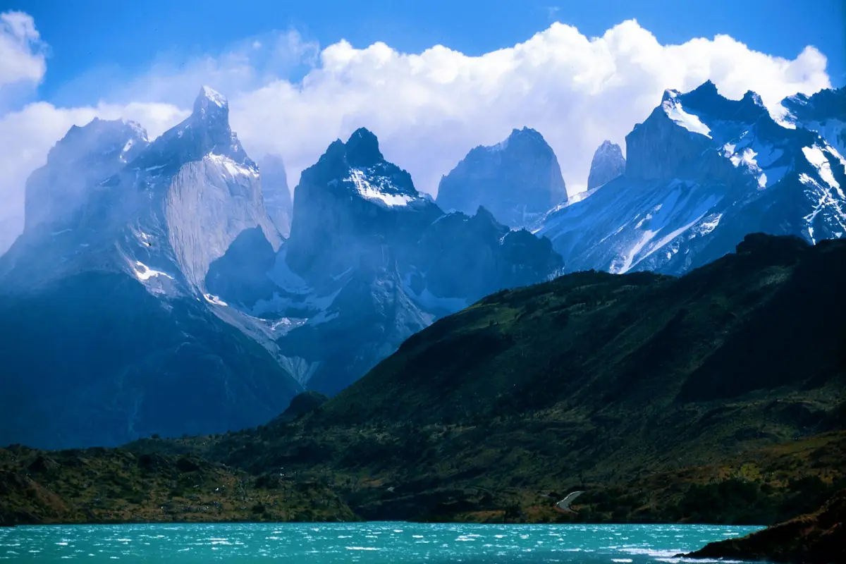 The Cuernos del Paine above a turquoise lake