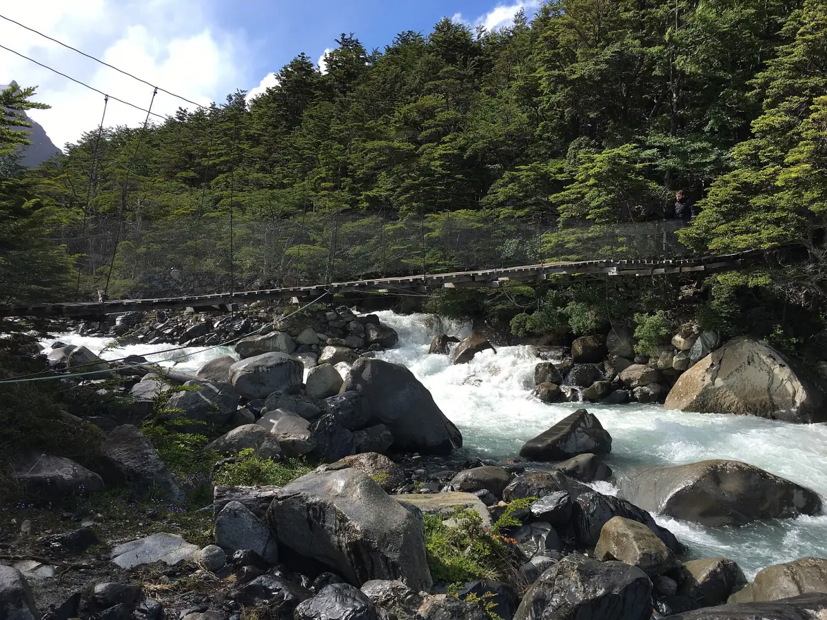 A suspension bridge on the trail